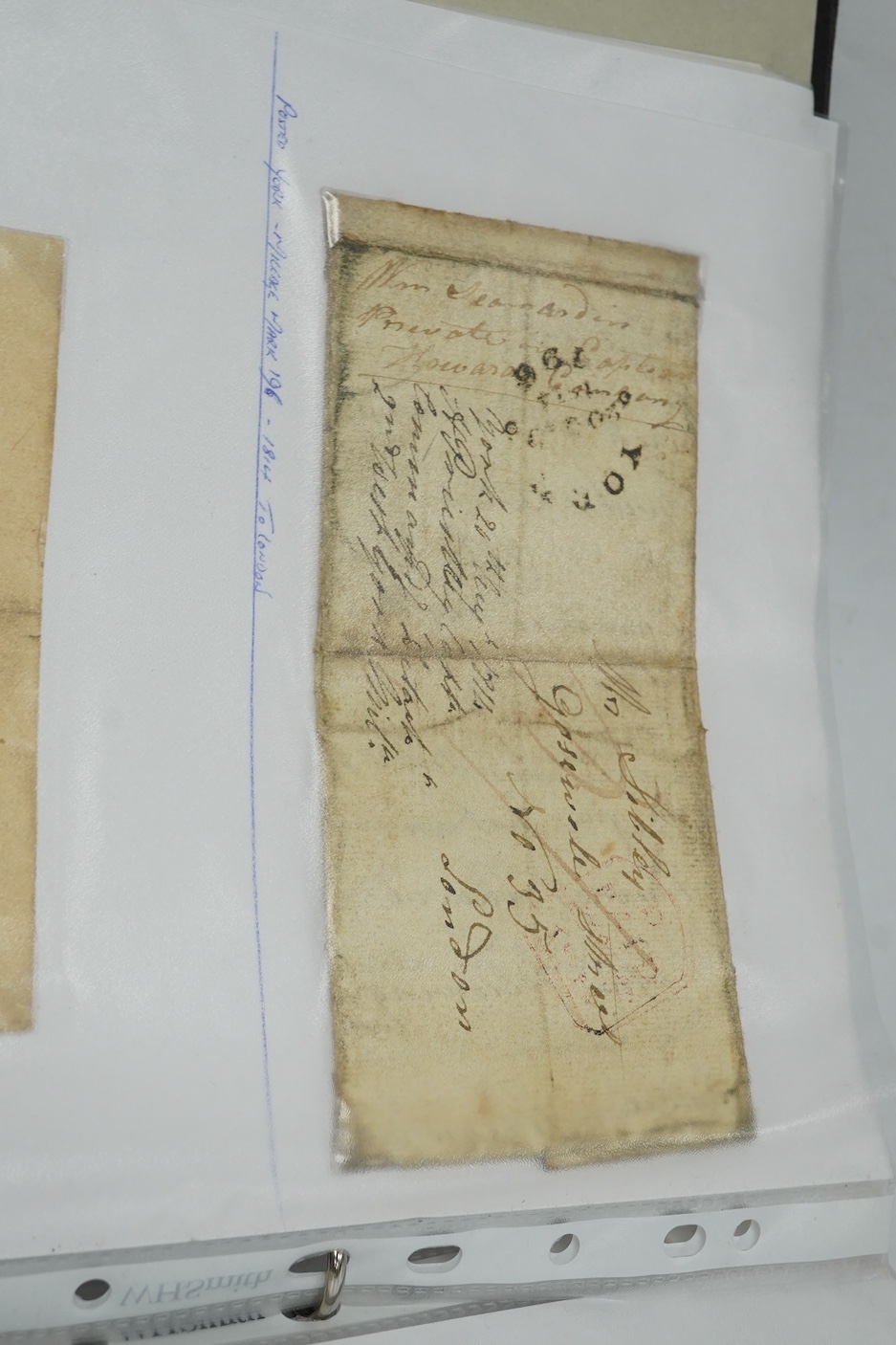 A collection of fifty early nineteenth century Georgian and Victorian franked postal covers, Victoria pre-paid ‘letter cards’ and post cards, railway Dividend Statement, Registered Letters, Fire Office statements, letter
